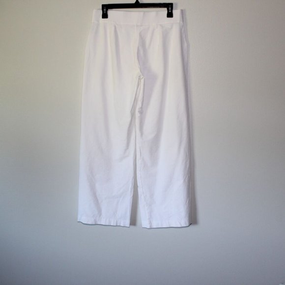 Eileen Fisher Wide Leg Stretch Crepe Pants Off White Washable Size Medium H13525 - Picture 6 of 10